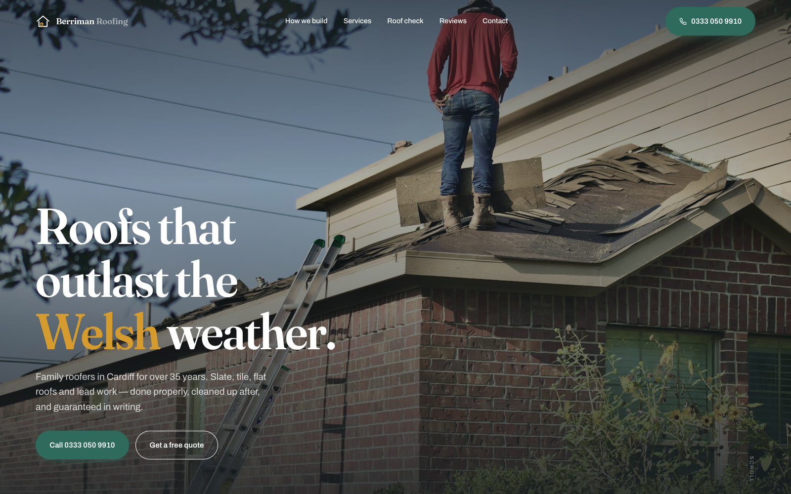 Berriman Roofing website, home page