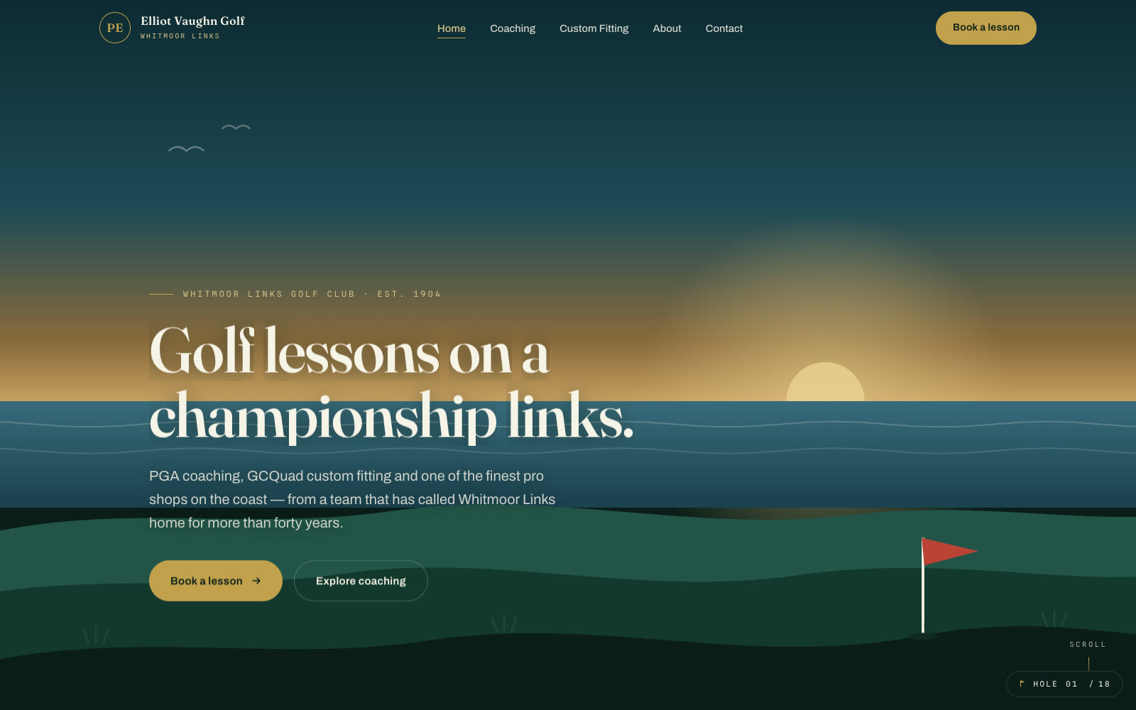 Elliot Vaughn Golf, Whitmoor Links website, home page